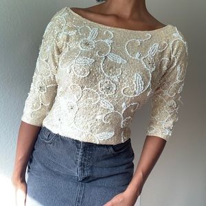 Beaded vintage wool sweater